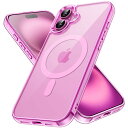 JETech iPhone 16 Plus 6.7インチ用 マグネット ケース MagSafe対応 衝撃吸収 バンパーカバー 傷つけ防止 クリアバック (ピンク)