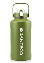 SANTECO 水筒 真空断熱 大容量 魔法瓶 保冷 保温 1900ML ストロー付き 直飲み スポーツドリンク対応 おしゃれ 広口 18/8ステンレススチール...