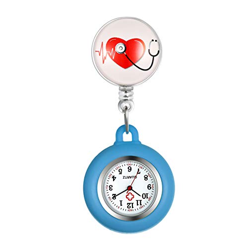 Lancardo ナースウォッチ 看護師時計 懐中時計 ポケットウォッチ シリコン 取り外し可能 伸張可能 メンズ レディース かわいい ハート 保育士 介護士 男女兼用 プレゼント ブルー Lancardo ナースウォッチ 看護師時計 懐中時計 ポケットウォッチ シリコン 取り外し可能 伸張可能 メンズ レディース かわいい ハート 保育士 介護士 男女兼用 プレゼント ブルー