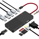 USB-C ドッキングステーション 11-in-1 デュアルモニター対応 HDMI/VGA搭載 100W PD高速充電 2USB3.0/2USB2.0 ギガビットイーサネット SD/TFカードリーダー MacBook iPad Pro Dell HPノートパソコン対応(Windows/Mac/Chromebook)