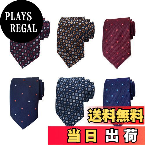 【送料無料】MENDENG ネクタイ 6本セット メンズ 赤 ワインレッド ブルー ブラック 花柄 ドット 水玉 8..