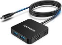 ANYOYO 6-IN-1 USB ハブ Type-C 100W PD 急速充電 4K30Hz HDMIポート 3*USB A 3.0+1*USB C 3.0 5Gbps超高速データ転送 USB-C ハブ 対応 MacBook Pro/Airおよびその他のUSBCデバイス(120CM)