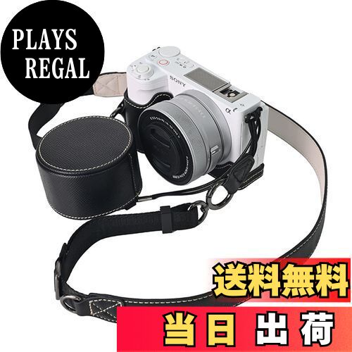 【送料無料】VOVMOEYA カメラケース For SONY ZV-E10II ZV-E10markii ZV-E10M2，ZVE10 IIボディケース For ソニー ZV-E10M2カメラケース ZV-E10markii カメラ保護カバー PUレザー D状ネジ穴付き 底面開閉 電池交換 全面保護 ストラップ付き 16-50mm用レンズキャップ付き-ブラ