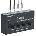Fosi Audio PH04 4チャンネル ヘッドホンアンプ ステレオオーディオアンプ 金属製 超コンパクト ポータブル ヘッドフォンスプリッター 3.5mmメスAUX分配 黒色 スタジオ/ステージ適用(電源付き)