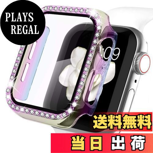 【送料無料】【キラキラカバー】WASPO コンパチブル iWatchケース 38mm 保護フィルム付き クリスタルダイヤ付き アップルウォッチカバー 女性専用 全面保護ケース(38mm Series 3/2/1,玉虫色)