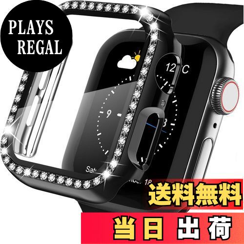 【送料無料】【キラキラカバー】WASPO コンパチブル iWatchケース 41mm 保護フィルム付き クリスタルダイヤ付き アップルウォッチカバー 女性専用 全面保護ケース(41mm Series 9/8/7,ブラック)