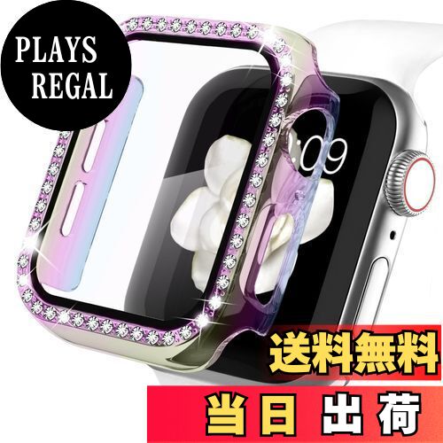 【送料無料】【キラキラカバー】WASPO コンパチブル iWatchケース 46mm 保護フィルム付き クリスタルダイヤ付き アップルウォッチカバー 女性専用 全面保護ケース(46mm Series 10,玉虫色)