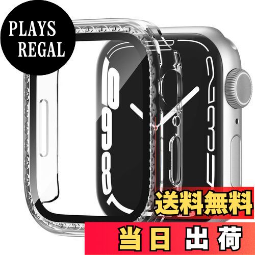 【送料無料】【レス柄カバー】WASPO コンパチブル iWatchケース 45mm 保護フィルム付き 可愛いレス柄エッジ アップルウォッチカバー 女性専用 全面保護ケース(45mm Series 9/8/7,クリア)