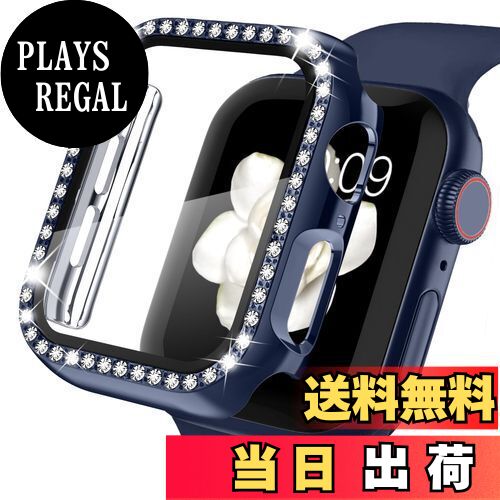 【送料無料】【キラキラカバー】WASPO コンパチブル iWatchケース 42mm 保護フィルム付き クリスタルダイヤ付き アップルウォッチカバー 女性専用 全面保護ケース(42mm Series 3/2/1,ブルー)