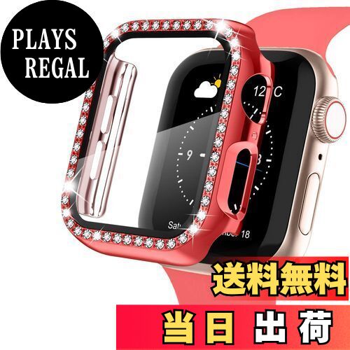 【送料無料】【キラキラカバー】WASPO コンパチブル iWatchケース 42mm 保護フィルム付き クリスタルダイヤ付き アップルウォッチカバー 女性専用 全面保護ケース(42mm Series 3/2/1,レッド)