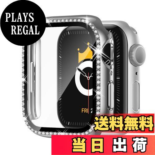【送料無料】Adepoy コンパチブル Apple Watch ケース 40mm iWatchケース キラキラ 保護フィルム付き クリスタルダイヤ付き アップルウォッチカバー 女性専用 全面保護ケース（40mm Series SE/6/5/4 シルバー）