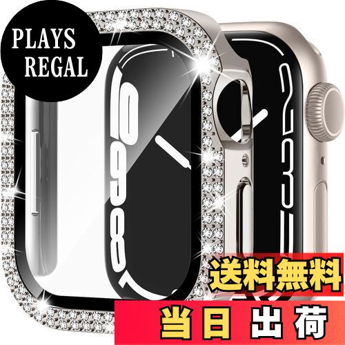【送料無料】Adepoy コンパチブル Apple Watch ケース 41mm キラキラ アップルウォッチカバー Series 9/8/7 保護フィルム付き ダブルダイヤモンド ピカピカ Apple Watch 9/ 8/7 ケース iwatch用 光沢感 お洒落 スターライト 41mm