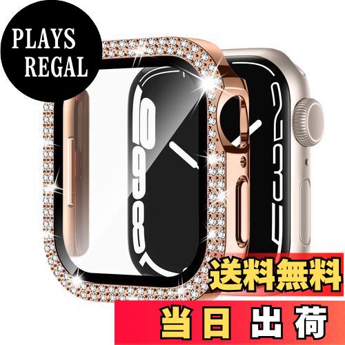【送料無料】Adepoy コンパチブル Apple Watch ケース 46mm キラキラ アップルウォッチカバー Series 10専用 保護フィルム付き ダブルダイヤモンド Apple Watch キラキラカバー iwatch用 光沢感 お洒落 Series10の46mm ローズゴールド