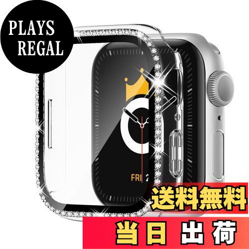 【送料無料】Adepoy コンパチブル Apple Watch ケース 42mm キラキラ アップルウォッチカバー Series 10 保護フィルム付き シングルダイヤモンド Apple Watch キラキラ ケース iwatch用 光沢感 お洒落（42mm Series 10 クリア）