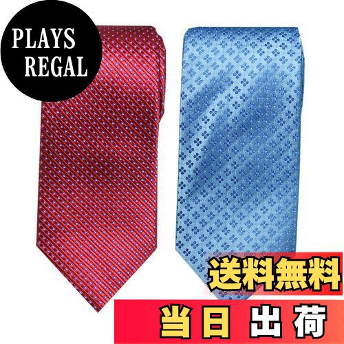 【送料無料】[Towergem] 紳士ネクタイ100%シルク織ジャカード 赤色ブルー