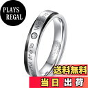 【送料無料】TICENTRAL ステンレス ペアリング ジルコニア 結婚指輪 レディース 刻印 指輪 細身 平打ち アクセサリー(ブラック,16)