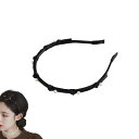 【送料無料】EZ PEACH カチューシャ 結び シンプル リボン パール 細め ヘッドアクセ ヘア デイリー ヘアアクセサリー カチューシャ パール 可愛い 前髪 髪留め 髪飾り 結婚式 発表会 入学式 (BLACK02)