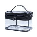 FLORPERRY 透明 メイクポーチ 二層 化粧ポーチ コスメ収納ボックス メイク道具 化粧品入れ メイクバッグ 多機能 化粧バッグ 防水 バニティポーチ軽量 トイレタリーバッグ トラベルポーチ 旅行 温泉 出張 ブラック