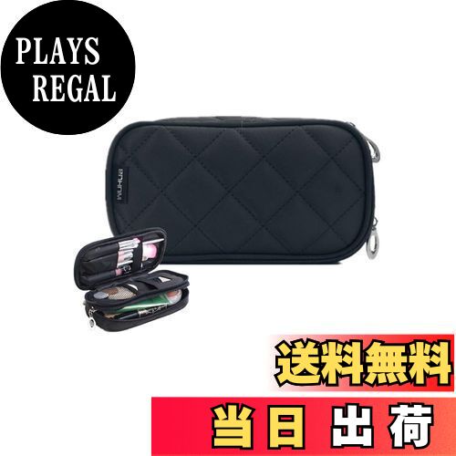 【送料無料】FLORPERRY メイクボックス 化粧ポーチ 小物入れ メイクポーチ メイクブラシ収納ポーチ コスメティックバッグ 旅行用 化粧バッグ トイレタリーバッグ 化粧ブラシケース 化粧道具収納バッグ 旅行コスメポーチ ブラック-ミラー付き