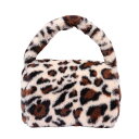 FLORPERRY 化粧バッグ ハンドバッグ モコモコ 化粧ポーチ 大容量 かわいい ヒョウ柄 コスメポーチ 手提げバッグ ポータブル メイクアップポーチ レディース収納バッグ 小物メイクポーチ コスメティックバッグ ふわふわ 化粧ぽーち ホワイト