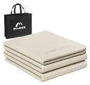 MOJEER ヨガマット 折りたたみ 幅広 6mm トレーニングマット ストレッチマット 軽量 TPE素材 183×61×0.6cm コンパクト 滑り止め トラベルヨガマット 持ち運び用収納袋付き (ベージュ)