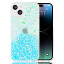 JOOBOY スマホケース 対応 iPhone15 Plus iPhone14 Plus 兼用 ケース クリア キラキラ ブリンブリン かわいい tpu ソフトケース 薄型 軽量 傷防止背面 滑り止め 指紋防止 ストラップホール付き アイフォン15 Plus 携帯電話 カバー (ブルー, iPhone 14Plus / 15Plus)