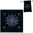 Copeflap タロットクロス ベルベット タロットカード 占い 敷物 ポーチ付き 50x50cm (黒(星座))
