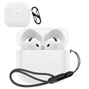 For Airpods 4 用 ケース カバー【JIAYJP】airpods 4 シリコン ケース 軽量 薄型 滑り止め 収納カバー 全面保護 充電便利 airpods4 保護ケース(ホワイト)
