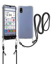 For ZTE かんたんスマホ4 A402ZT 用 ケース カバー 肩掛け 斜めかけ 縄掛けケース 【KONXISA】 TPU 軽薄型 スマホケース バンパーカバー レンズ保護 耐久性 耐衝撃 全面保護カバー 携帯カバー 傷つけ防止 黄ばみ防止 指紋防止 スマホケース かんたんスマホ4 A402ZT 対応
