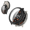 【送料無料】For Amazfit Active 2 ケース 保護ケース カバー【KONXISA】スマートウォッチ ケース+フィルム 一体型(PCケース+強化ガラスフ)着脱簡単 高透過率 擦り傷防止 衝撃吸収 装着充電可能 全面保護 Amazfit Active 2 対応(ブラック)