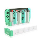 PGRTYOF Switch & Switch 有機EL ジョイコン用 充電スタンド Joy-Con コントローラー充電 、Switch Joycon用充電ドックステーション - 最大4つのコントローラーを充電、SwitchおよびSwitch OLEDモデルに対応、4ポート、LEDインジケータ、オーバープロテクション (白緑)