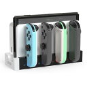 PGRTYOF Switch & Switch 有機EL ジョイコン用 充電スタンド Joy-Con コントローラー充電 、Switch Joycon用充電ドックステーション - 最大4つのコントローラーを充電、SwitchおよびSwitch OLEDモデルに対応、4ポート、LEDインジケータ、オーバープロテクション (黒白)