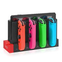 PGRTYOF Switch & Switch 有機EL ジョイコン用 充電スタンド Joy-Con コントローラー充電 、Switch Joycon用充電ドックステーション - 最大4つのコントローラーを充電、SwitchおよびSwitch OLEDモデルに対応、4ポート、LEDインジケータ、オーバープロテクション (黒赤)