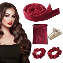 LumiSyne 5点セット ヒートレスヘアカーラー ヒートレスカーリングロッド用ヘッドバンド+ヘアゴム*2+ヘアクリップ+巾着袋 ウェーブ カール 巻き髪 DIYヘアスタイリングツール 手巻きカーラー 寝ながら 巻き髪 ソフトベルベット 1.5mにアップグレード