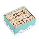TVETE 木製スタンプ 手帳 スタンプ 木製 セット 【42個入り】 小さい 小型 日常 手帳用 スタンプ セット ミニ シンプル 飾り DIY ゴム印 (ブルー)