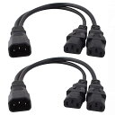 Xiatiaosann C14-2 x C13、C14 オス - デュアル C13 メス 電源 Y スプリッター アダプター ケーブル コード (2 パック)