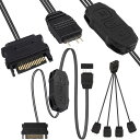 Xiatiaosann 5V 3ピン ARGB コントローラ、SATA 電源ライトストライプリモートコントローラ、ARGB 1 メス - 4 オススプリッタケーブル付き、5V ARGB なしのマザーボード用、ARGB ライトストリップ