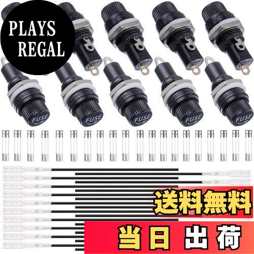 【送料無料】Xiatiaosann 10個 パネルマウントヒューズホルダー 5X20mm 250V AC 10A 125V AC 15A ブラック スクリューキャップヒューズホルダー 10A/15A 速断ヒューズ付き 18AWG端子ケーブル ラジオ自動ステレオ、家庭用電化製品用
