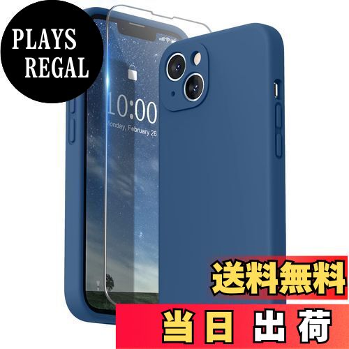 【送料無料】SURPHY iPhone13 ケース シリコン, フィルム付き 6.1インチ対応(2021)アイフォン13 シリコンケース（レンズの全面保護） 耐衝撃 超軽量 指紋防止 全面保護 iPhone13ソフトカバー (ブルージェイ)