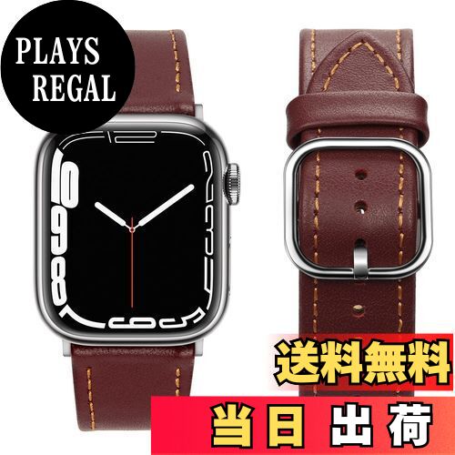 【送料無料】Band コンパチブル Apple Watch バンド 45mm 44mm 42mm 41mm 40mm 38mm アップルウォッチ バンド，トップグレインレザー交換バンド iWatch SE シリーズ7 6 5 4 3 2 1 (41mm/40mm/38mm，ワインレッド