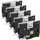 【送料無料】白 黒文字 12mm テープ TZe-231 TZe 231 5個セット キューブ用 PTラベルライター ラミネート tzeテープ 長さ8m、ブラザ...
