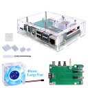 GeeekPi Raspberry Pi 4セットトップボックスキット、ポート拡張ボード付き Raspberry Pi 4アクリルケース、4010ブルーLEDライトファン5V付き Raspberry Pi 4 Bに対応