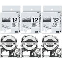 【送料無料】透明 12mm テプラ テープ 透明地黒文字 キングジム互換 テープ12mm ET12K (ST12K) 3個セット テプラPRO カートリッジ ラ...