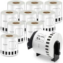【送料無料】長尺紙テープ(大) 62mmx30.48m DK-2205 DK 2205 感熱ステッカー紙 プレカットなし ラベルプリンター QL-800 QL-820NWB QL-700 QL-550 QL-720NW QL-650TD 10ロールセット、ブラザーBrotherと互換性のある DKラベル 合計304.8メートル