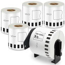 【送料無料】長尺紙テープ(大) 62mmx30.48m DK-2205 DK 2205 感熱ステッカー紙 プレカットなし ラベルプリンター QL-800 QL-820NWB QL-700 QL-550 QL-720NW QL-650TD 5ロールセット、ブラザーBrotherと互換性のある DKラベル 合計152.4メートル