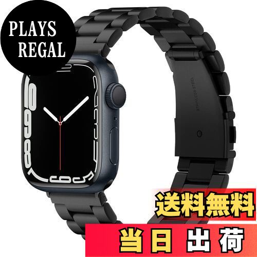 【送料無料】Apple Watch バンド ステンレス製 49mm 45mm 44mm 42mm ブラック 調整可 調整器具付き 交換ベルト チェーン Apple Watch Ultra 9 / 8 SE2 7 6 SE 5 4 3 2 1 対応 メタル 3連 ベルト おしゃれ モダンフィット 062MP25403 (ブラック)