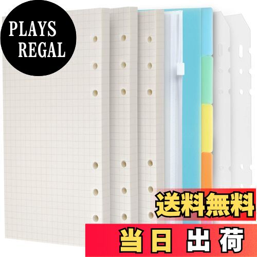【送料無料】【3冊セット】LEOBROシステム手帳リフィル A5サイズ カラーインデックス ファスナーポケット リフター付け5mm方眼 クリーム紙 6穴 135枚入 ノート ビジネス手帳 ルーズリーフ用