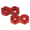【送料無料】Mxfans 4個入れ 12mm アルミ合金 ホイールハブ六角 RC1:10モデルカーのため アップグレードパーツ 122042 (レッド)