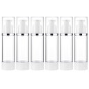 BENECREAT 6点80ml 真空ボトル エアレスポンプボトル ポンプタイプ プッシュボトル 小分けボトル プラスチック容器 旅行用ボトル 詰め替えボトル 携帯やすい 化粧水 香水小分け 漏れ防止 ホワイト&クリア