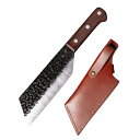 Irai Utaki アウトドアナイフ 薪割り 鉈 14cm 槌目紋様 ナタ 腰鉈 両刃 ナイフ フルタング 薪割 バドニング 釣り 登山 キャンプ 革シース付